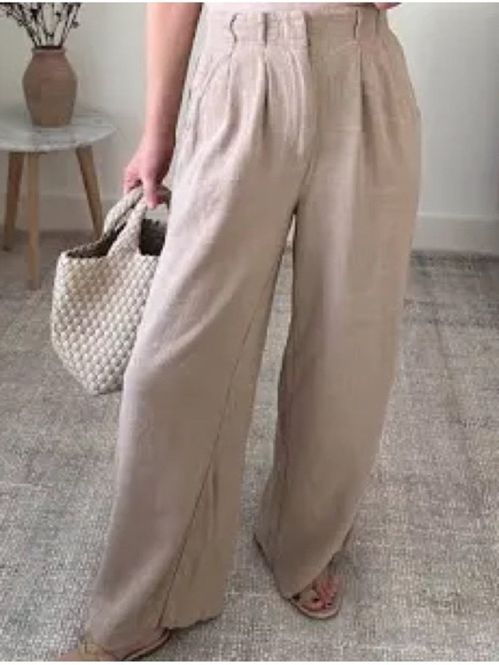Z Supply farah Wide-Leg High-Rise Pants in Light Beige
